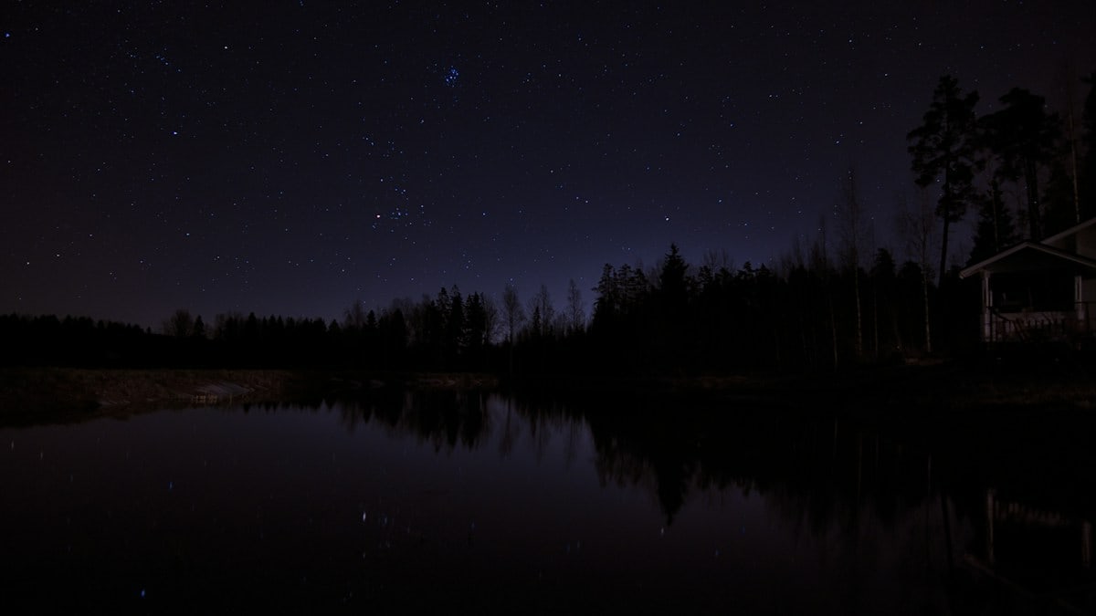 a lake at night
